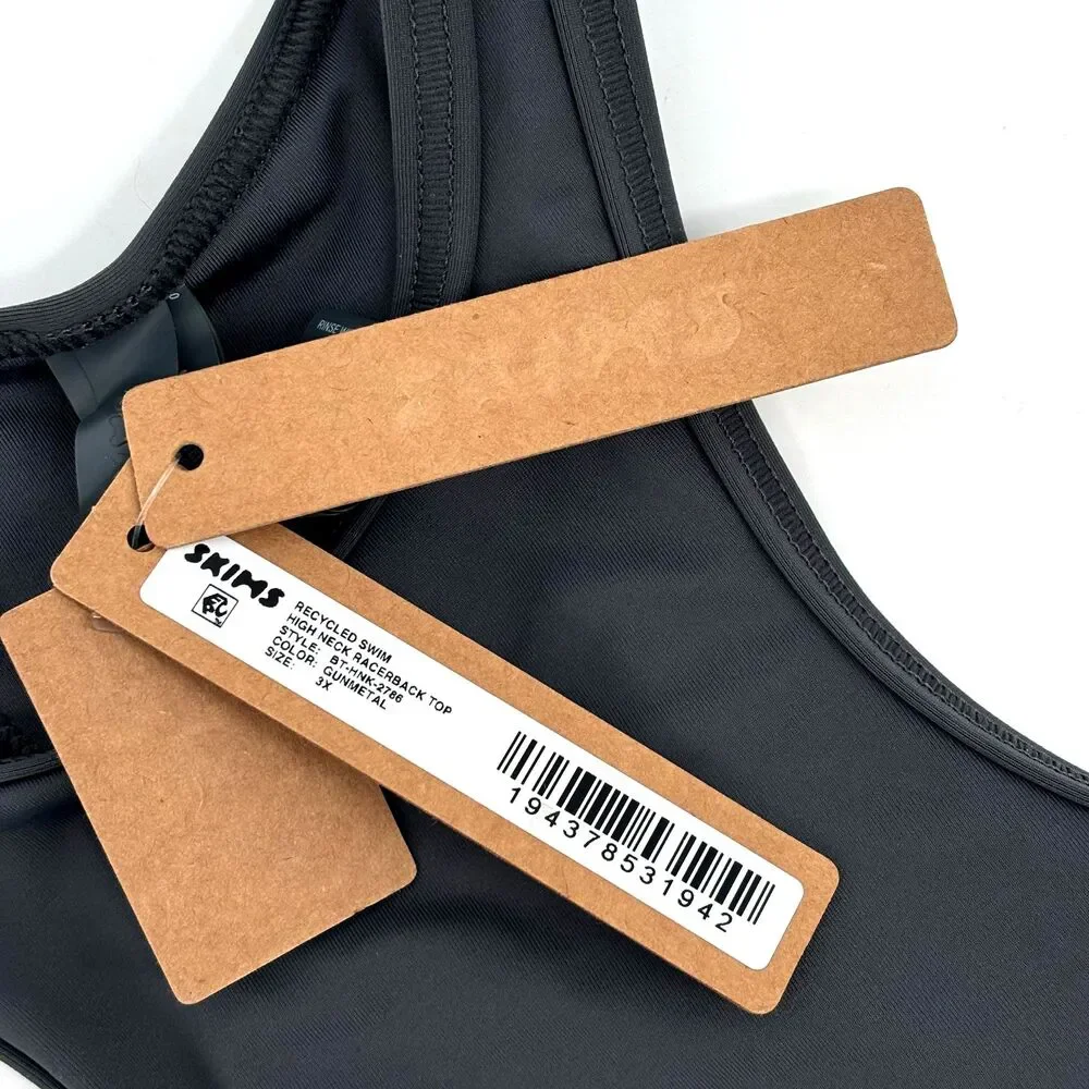 SKIMS Swim High Neck Racerback Top Gunmetal BT-HNK-2786 Size 3X NWT